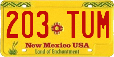 NM license plate 203TUM