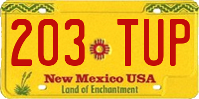 NM license plate 203TUP