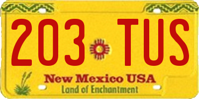 NM license plate 203TUS