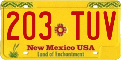 NM license plate 203TUV