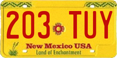 NM license plate 203TUY