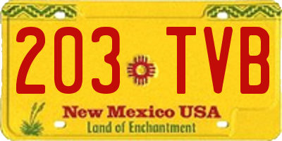 NM license plate 203TVB