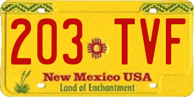 NM license plate 203TVF