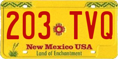 NM license plate 203TVQ
