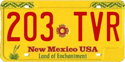 NM license plate 203TVR