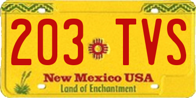 NM license plate 203TVS