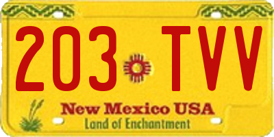 NM license plate 203TVV