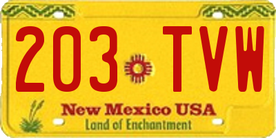 NM license plate 203TVW