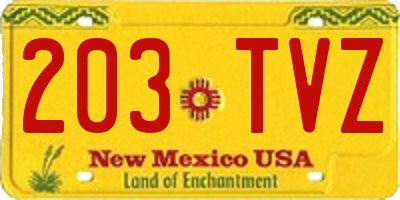 NM license plate 203TVZ