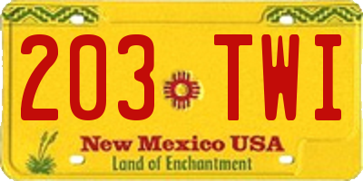 NM license plate 203TWI