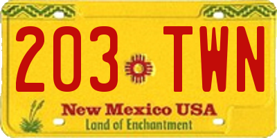 NM license plate 203TWN