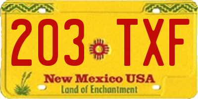 NM license plate 203TXF