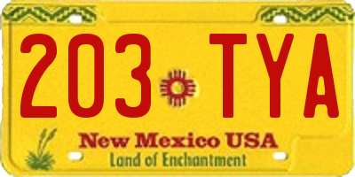 NM license plate 203TYA