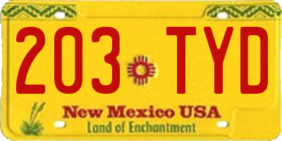 NM license plate 203TYD