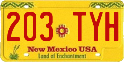 NM license plate 203TYH