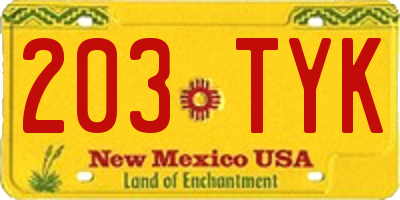 NM license plate 203TYK