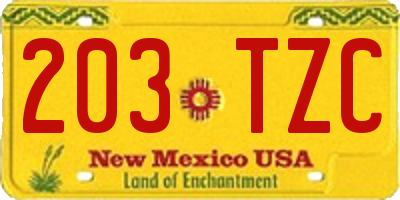 NM license plate 203TZC