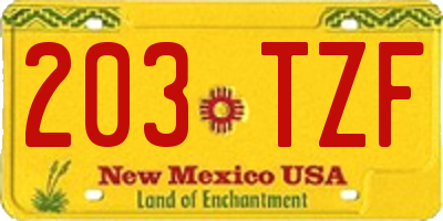 NM license plate 203TZF