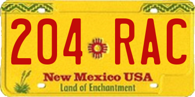 NM license plate 204RAC