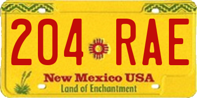 NM license plate 204RAE