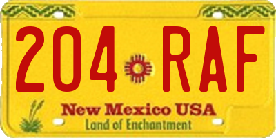 NM license plate 204RAF