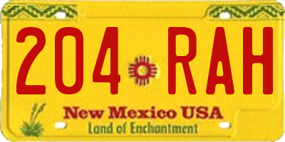 NM license plate 204RAH