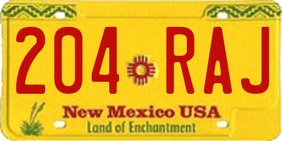 NM license plate 204RAJ