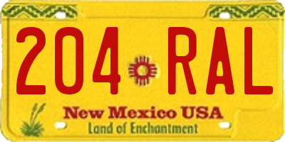 NM license plate 204RAL