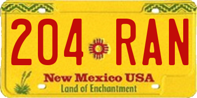 NM license plate 204RAN