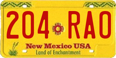 NM license plate 204RAO