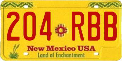 NM license plate 204RBB