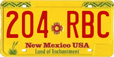 NM license plate 204RBC