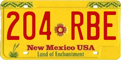 NM license plate 204RBE