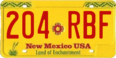 NM license plate 204RBF