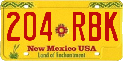 NM license plate 204RBK