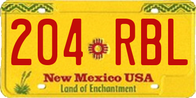 NM license plate 204RBL