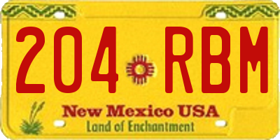 NM license plate 204RBM