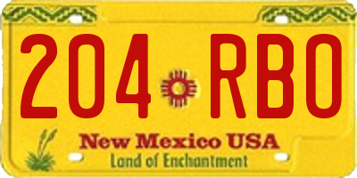 NM license plate 204RBO