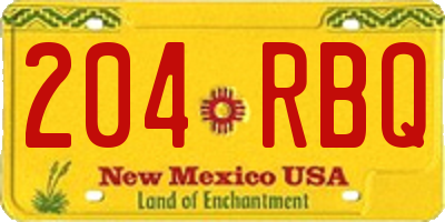 NM license plate 204RBQ