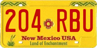 NM license plate 204RBU