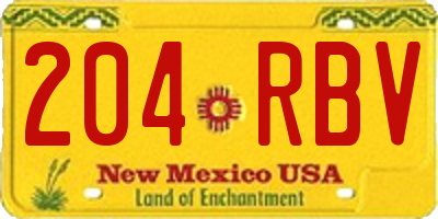 NM license plate 204RBV