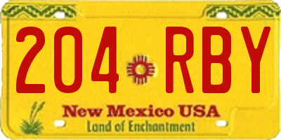 NM license plate 204RBY
