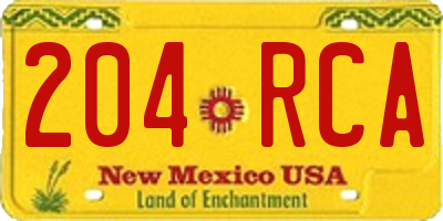 NM license plate 204RCA