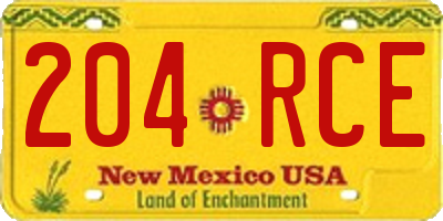 NM license plate 204RCE