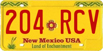 NM license plate 204RCV