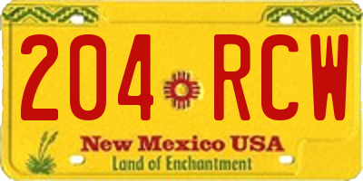 NM license plate 204RCW