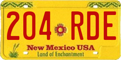 NM license plate 204RDE