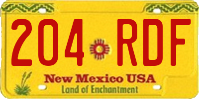 NM license plate 204RDF