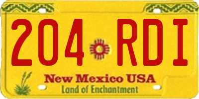 NM license plate 204RDI