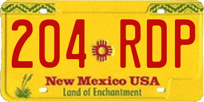 NM license plate 204RDP